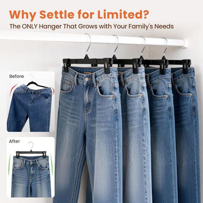 HOUSE DAY Pants & Skirt Hangers - 10 Pack Non-Slip Clips for Space-Saving Closet Organization - 12 Inch, Black