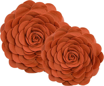 Fennco Styles Eva's Flower Garden Decorative Filled Throw Pillow | 13" Round | Terracotta Floral Accent