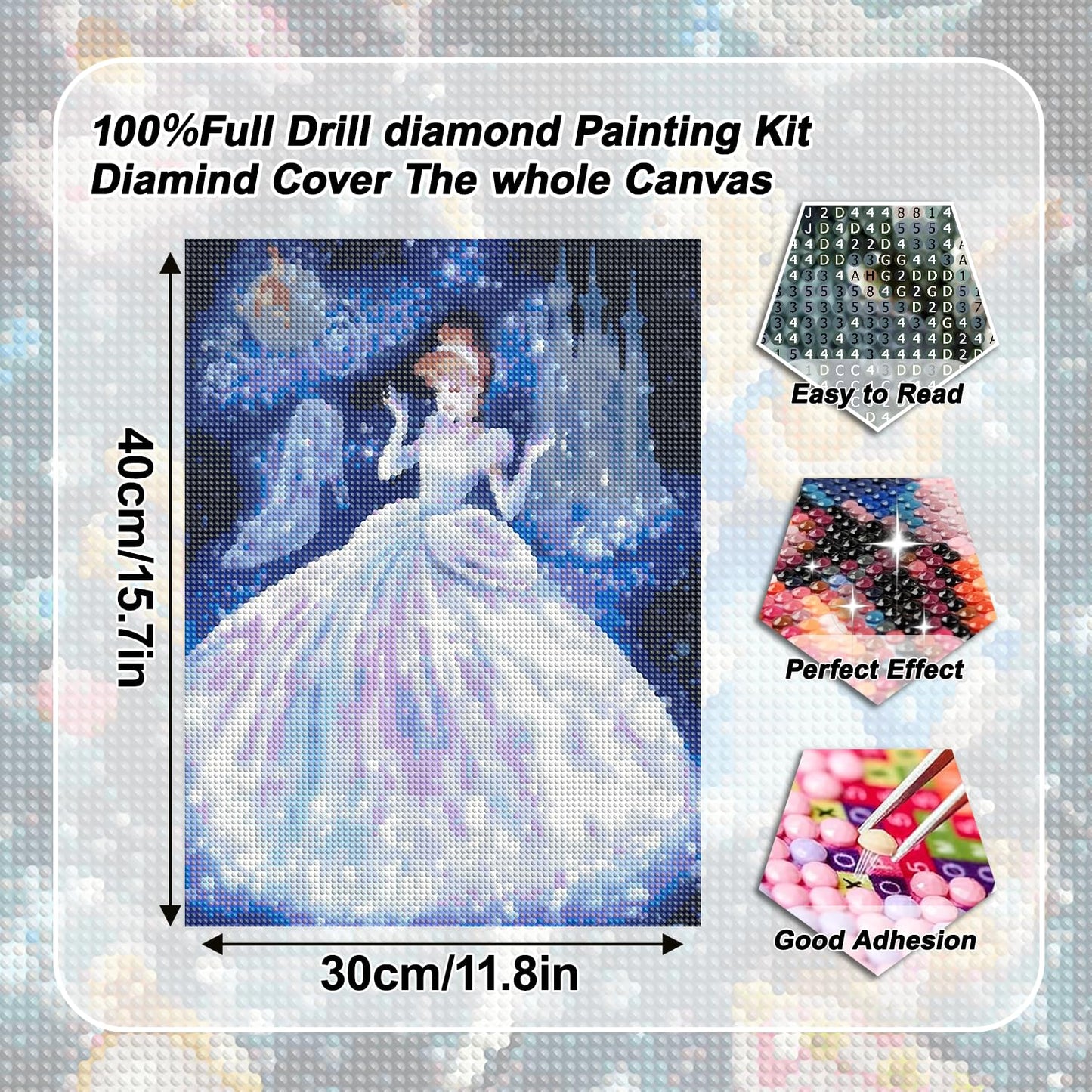 ARPADAMO 6 Pack Princess Diamond Art,5D Princess Diamond Art Kits for Adults,DIY Full Drill Diamond Painting Kit,Home Wall Decor Diamond Painting(12x16 Inch)