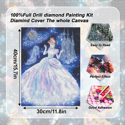 ARPADAMO 6 Pack Princess Diamond Art,5D Princess Diamond Art Kits for Adults,DIY Full Drill Diamond Painting Kit,Home Wall Decor Diamond Painting(12x16 Inch)