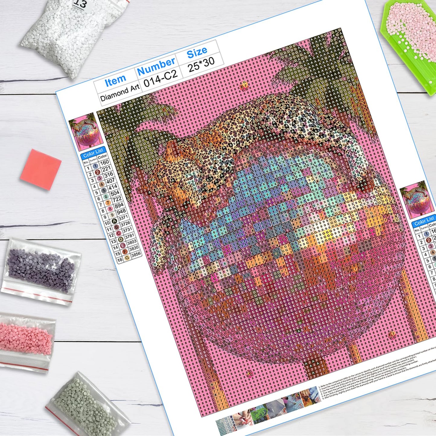 JWVK Trendy Maximalist Pink Cheetah Diamond Art Kits 3 Pack, Funky Retro Leopard Disco Ball Preppy DIY Diamond Gem Painting Art Kits for Girls Kids Adults Beginners, Cheetah Room Decor 10x11.8 Inch