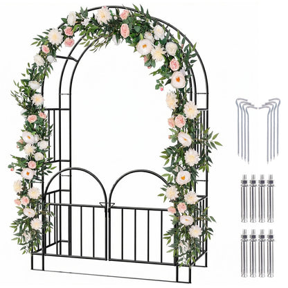 Kinchoix 7FT Garden Arch Arbor Heavy Duty Metal Arbour Archway Garden Arch Trellis for Climbing Plants Outdoor