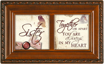 Petite Music Box, Cottage Garden Sister Ribbon, Plays That's What Friends are for, Woodgrain Rope Trim