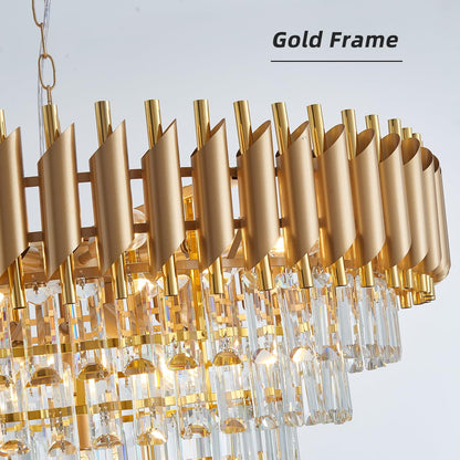 Aixialin Large Crystal Chandelier 30" Modern Hanging Crystal Pendant, 6 Tiers K9 Crystal Ceiling 16 Lights Fixtures, Round Pendant Lighting Large Chandelier for Entryway Dining Room Staircase