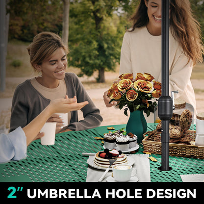 YITAHOME Coated Steel Picnic Table, 46" Heavy Duty Outdoor Picnic Table w/Sturdy Steel Frame & Umbrella Hole for Yard Patio Lawn Party, Round, Green