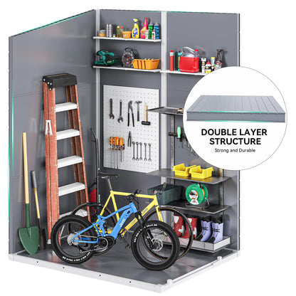 DWVO 5x4ft Resin Outdoor Storage Shed with Floor, Large Waterproof Lockable Storage Shed with Window, Plastic Outside Tool Storage for Garden Backyard Patio Lawn (Gray)