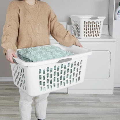 Large Plastic Laundry Basket by [Brand Name] - 2 Bushel Capacity, Durable & Collapsible with 4 Comfort Grip Handles | Ideal for Bedroom, Laundry Room & Dorm