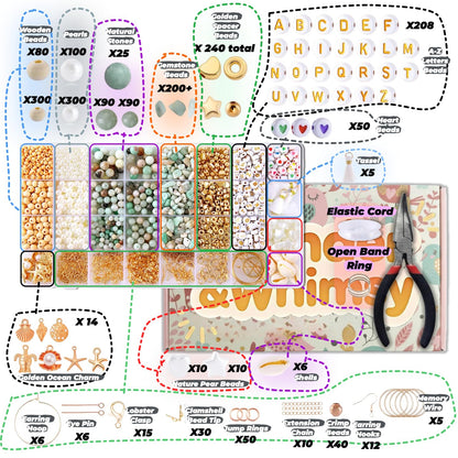 Jewelry Making Kit for Adults, 1920+ Pcs Natural Stone Beads for Bracelets Making, Includes Amazonite, Pearls, Irregular Stones & Letter Beads, DIY Crystal Bracelet Making Kit with Tools & Storage Box