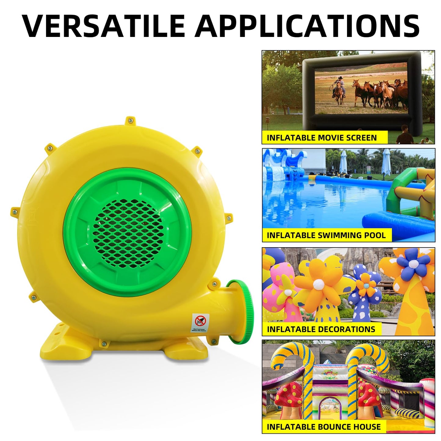GONFLABLE Air Blower, 480W 0.64HP Bounce House Blower, Portable Inflatable Bubble HOU-se Blo-wer, Perfect for Inflatable Bounce House, Bouncy Castle, Jumper, Water Slid, Corded(480 Watt 0.6HP)