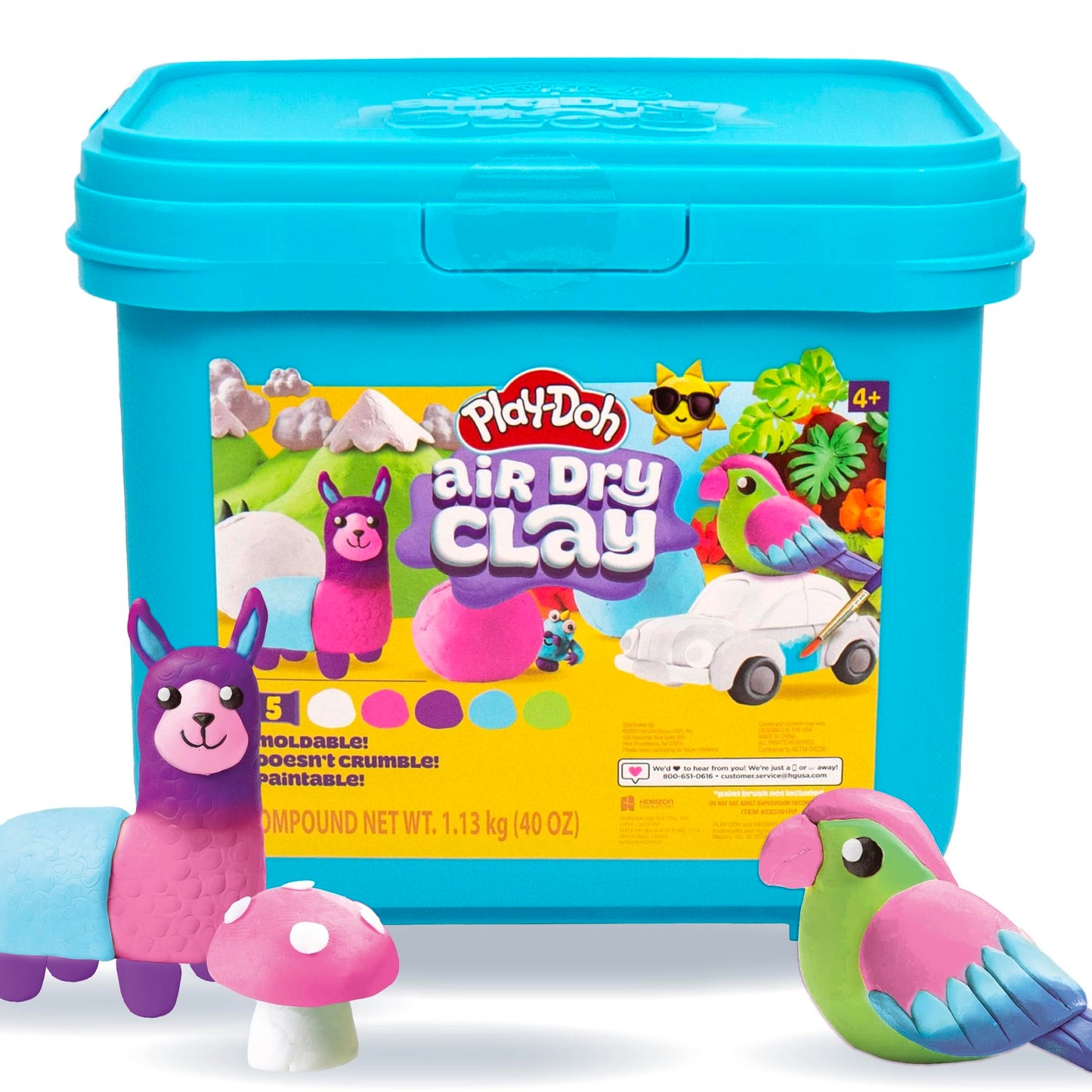 Play-Doh Brand Multicolor Air Dry Clay Bucket, 40 oz, 5 Colors, Paintable Clay Lightweight & Crumble-Free Sculpting Clay, Arts and Crafts Supplies, Kids Craft Material