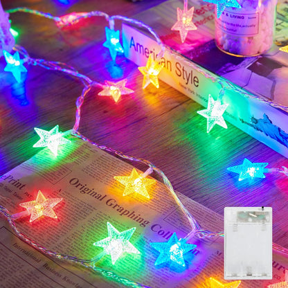 17 50 Minetom Star String Lights Battery Operated - ft LED Star Fairy String Lights with Timer, Waterproof for Indoor
