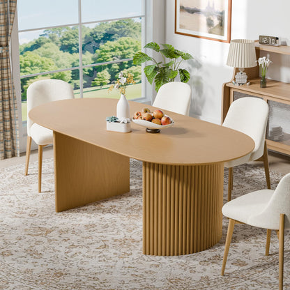 Casaphoria 67" Oval Dining Table, Modern Kitchen Table for 4-6, Farmhouse Style Large Table, Easy Assembly for Living Room, Kitchen and Bar, Oak