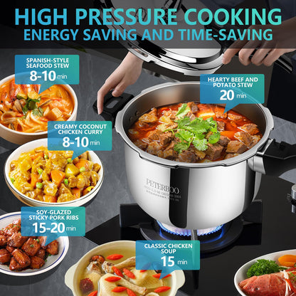 Premium 8.46 Quart Stainless Steel Pressure Cooker, Quality Crafted Kitchen Cookware, Professional Performance, Durable Design for Daily Family Cooking
