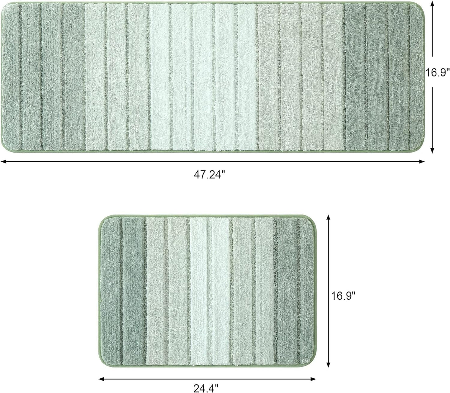 Kmson 2 Piece Ombre Bathroom Rugs Set, Non Slip, Quick Drying, Ultra Soft Bath Carpet for Bedroom Floor, Living Room,
