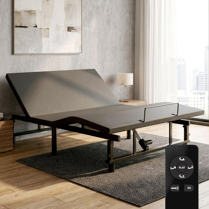 Feetice King Size Adjustable Bed Frame with Wireless Remote, Zero Gravity & Head & Foot Incline, Heavy-Duty Steel Frame, Whisper-Quiet Motor, Easy Installation (79" L x 74" W x 12.72" H), Black