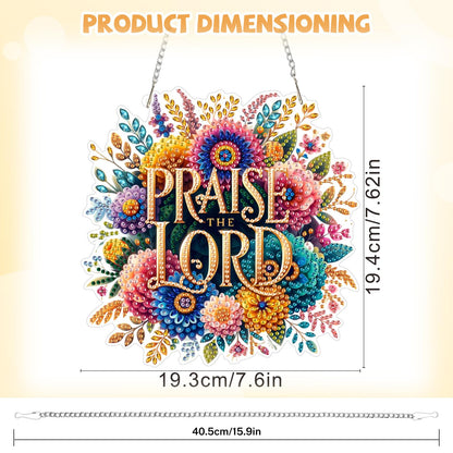 Bowetile Praise The Lord Diamond Art Hanging Kits for Adults, Diamond Art Suncatchers Easter, 5D Special Shape Diamond Painting Pendant Window Ornament Gifts for Home Wall Garden Decor