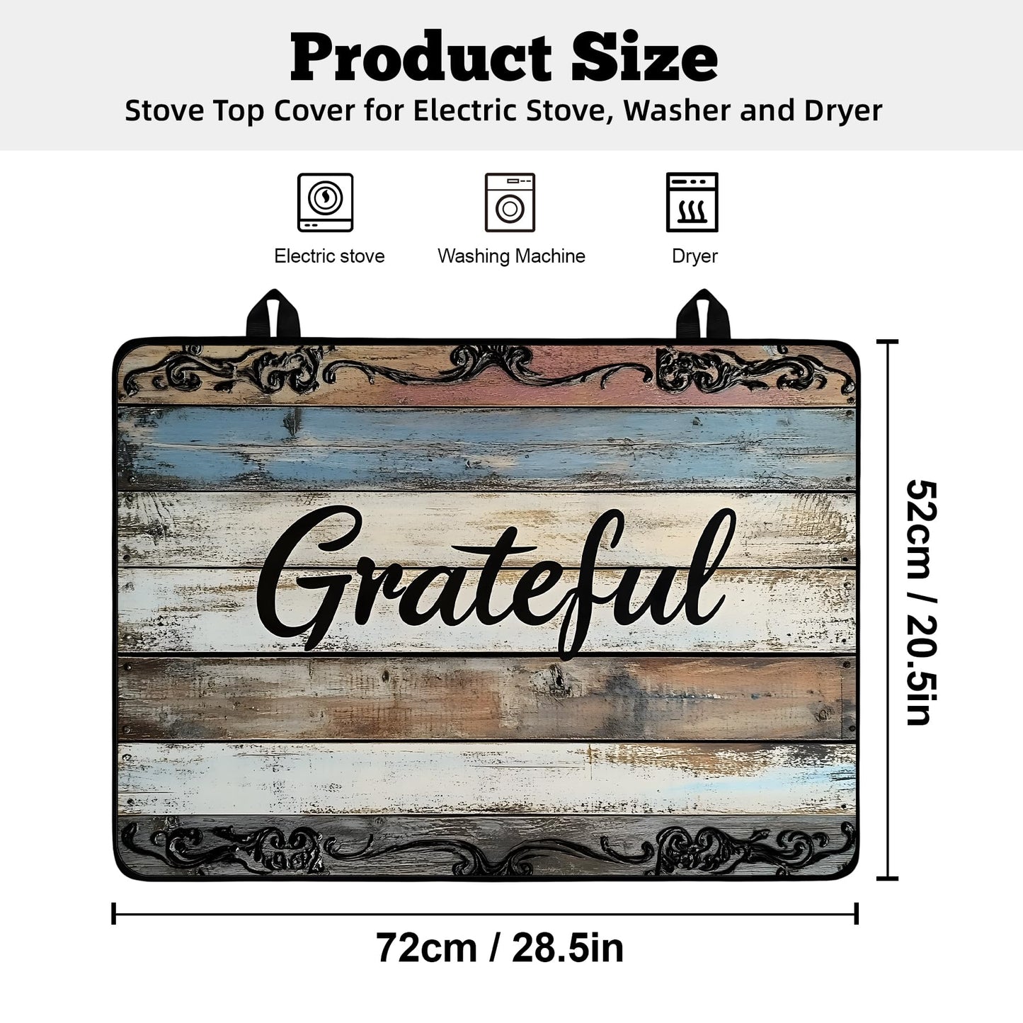 AOHMPT Multi-Design Stove Top Cover for Glass/Electric Stoves - 3-in-1 Heat-Resistant Protector Mat, Non-Slip Drying Rack 28"x20" (Grateful, 28" L x 20" W)