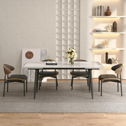 62.9"–94.4" Extendable Sintered Stone Dining Table for 6–10, Modern White Rectangular Kitchen Table with Stainless Steel Legs, Heat & Scratch Resistant, for Indoor & Outdoor Use