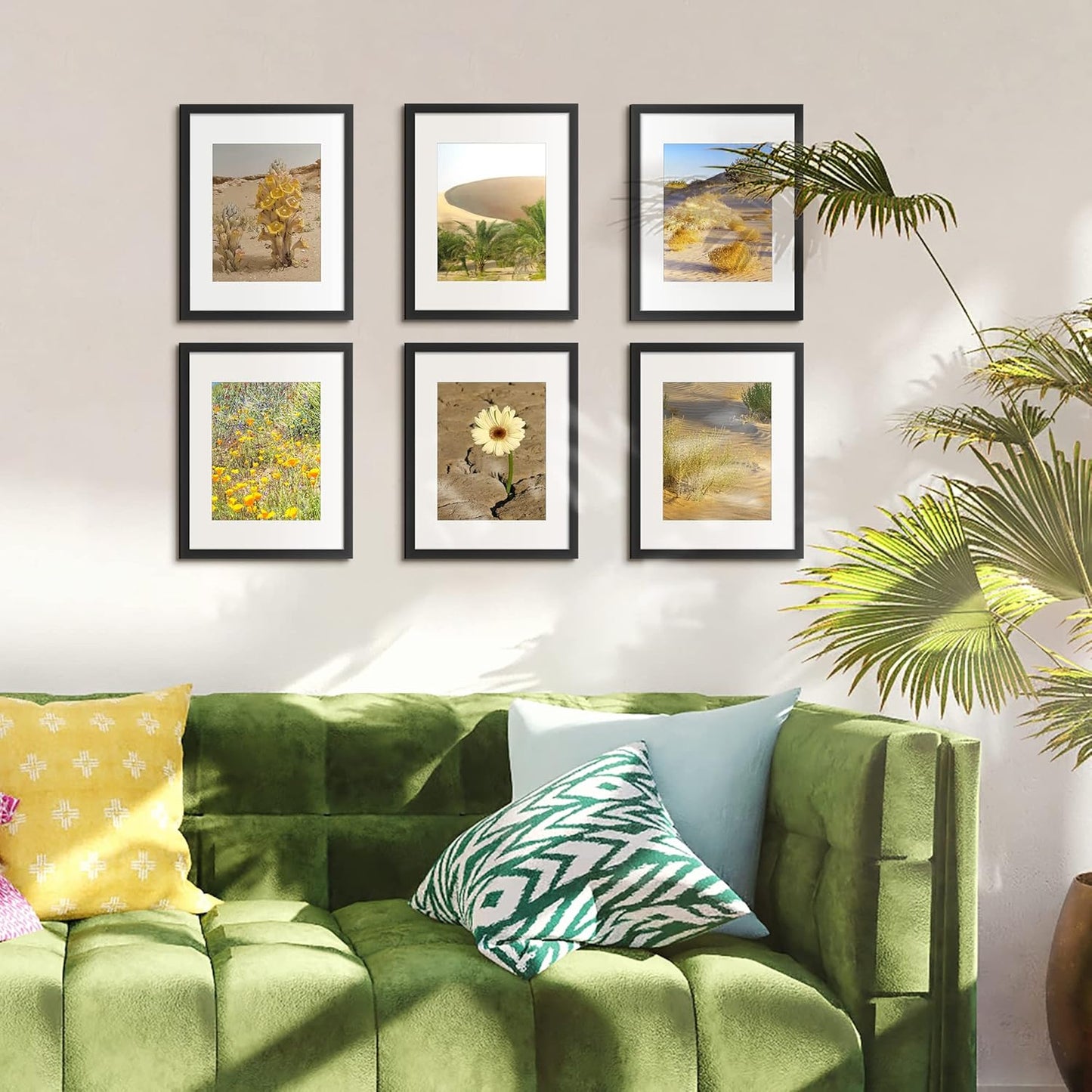 Upsimples 11x14 Picture Frame Bundle - Includes 6 Pack Floating Wall Shelves in Brown