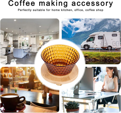 Glass Pour Over Coffee Dripper, Portable Coffee Maker with Reusable Filter, Brown Coffee Pot Accessories