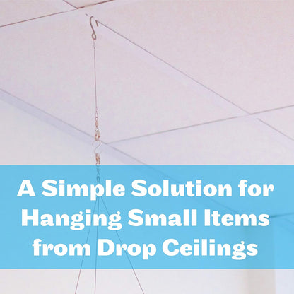 White Grid Clips with Drop Ceiling Hooks - 12 Pc Ceiling Hook Kit for Hanging Decorations