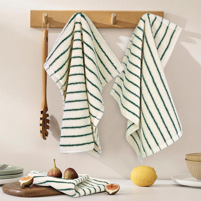 12 Pack, 13 13 Jacquotha Striped Cotton Washcloths x - Soft Wash Cloths for Bathroom, Kitchen, Gym, Face, Green