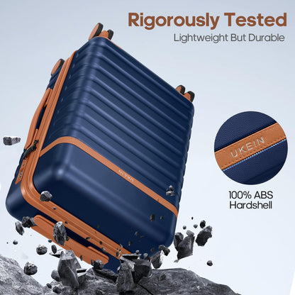 UKEIN PRO Luggage Sets 7 Piece, Durable Hardside ABS Carry on Luggage with Spinner Wheels & YKK Zipper TSA Lock, Large Checked Travel Suitcase With Backpack Set for Men and Women,20/24/28 Inch