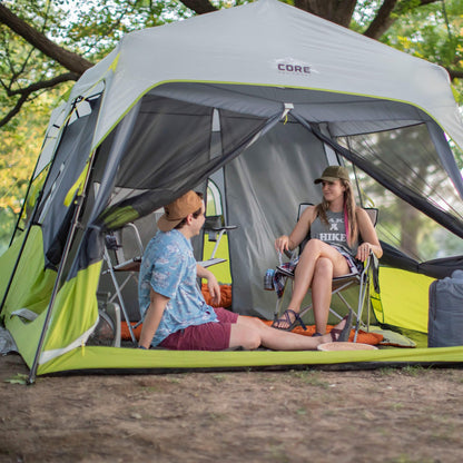 CORE 9 Person Instant Cabin Tent | Large Multi Room Family Pop Up Tent for 2 Minute Camp Setup | Included Storage Pockets for Camping Accessories
