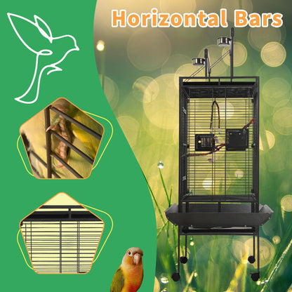 Sinopet 68.5" Extra Large Bird Cages for Parrots,Large Parrot Cages for Large Birds with playtop,Flight Bird Cages for Parakeets with Wheels,Metal cage for Birds,African Grey,Lovebird,Cockatoo,Conure