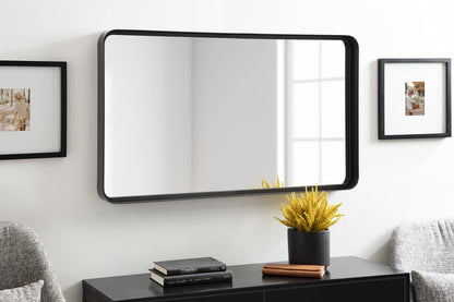 Kate and Laurel Armenta Modern Soft Rectangle Metal Framed Mirror; 40 x 24; Gray; Functional Industrial Accent Mirror with Bold Finish for Wall Decor