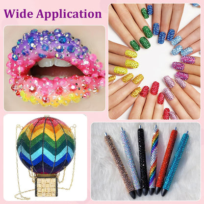 5200Pcs Resin Jelly Rhinestones for Crafting, Mixed-Color 5mm Flatback Gems, Bedazzling Crystal with 3Pcs 10ml B7000 Jewelry Glue for DIY Crafts Clothing Tumblers Shoes Nail Art