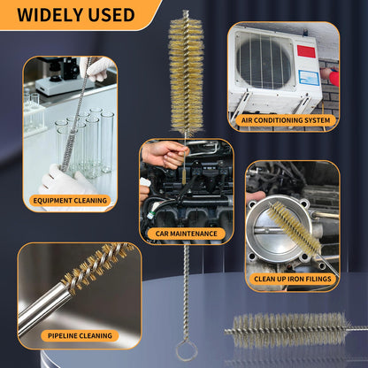 14pcs Brass Wire Brush Stainless Steel Wire Brushes Bottle Brush Set, 12" Round Wire Brushes, Tube Cleaning Brush for Pipe, Tube, Auto Parts, Bottles (6mm/8mm/10mm/12mm/15mm/20mm/22mm)