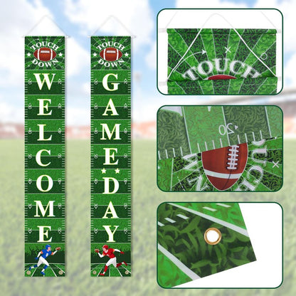 Football Porch Sign Banner Welcome Hanging Door Banner for Sport Theme Party Football Rugby Welcome Game Day Festival Party Decoration Supplies