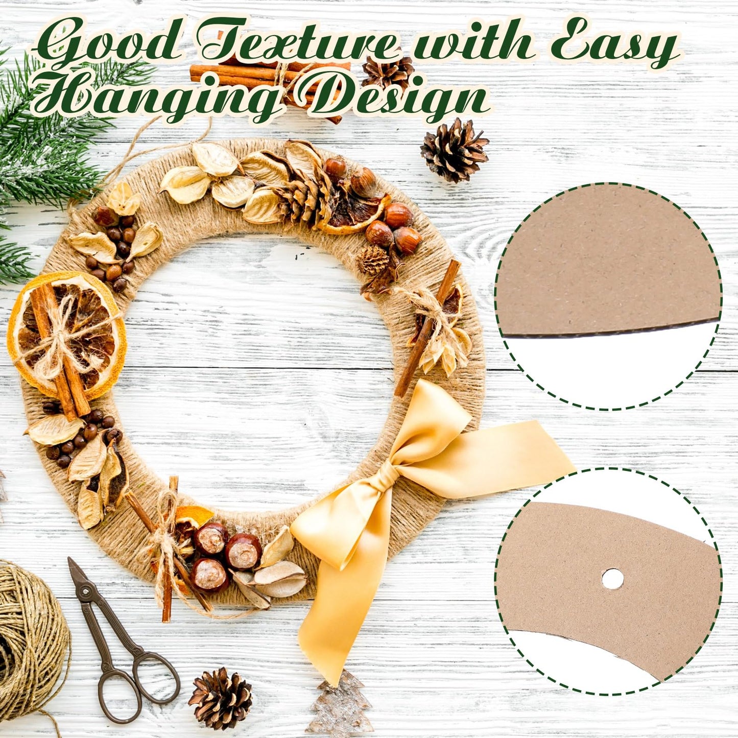 Sieral 40 Pcs Large Hanging Round Wreaths Round DIY Ornaments Wreath Form Bulk Cardboard Wreath Ring Wedding 4th of July 250th Anniversary Patriotic Wreaths for Craft DIY Holiday Decor (12 Inch)