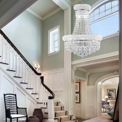 chandiry 10 Lights Chrome Finish Empire Crystal Chandelier Lighting for Dining Room Living Room Foyer Hallway Bedroom Entryway (Dia 18'')