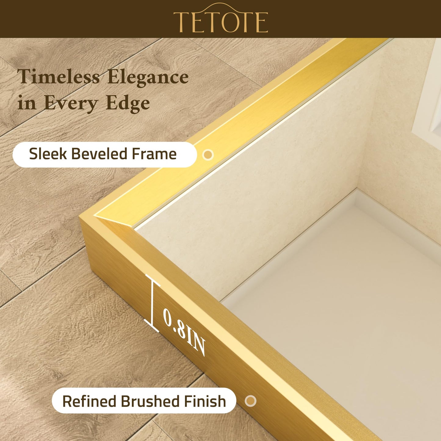 TETOTE Brushed Gold Bathroom Mirror for Over Sink 48" x 36" Large Brass Gold Beveled Framed Rectangular Vanity Mirror for Bathroom, Bedroom, Entryway, Living Room, Tempered Glass, Stronger Frame