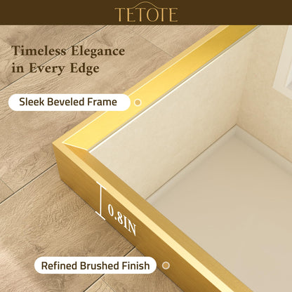TETOTE Brushed Gold Bathroom Mirror for Over Sink 48" x 36" Large Brass Gold Beveled Framed Rectangular Vanity Mirror for Bathroom, Bedroom, Entryway, Living Room, Tempered Glass, Stronger Frame