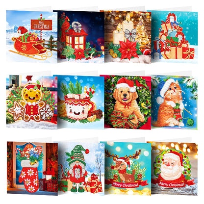 EOYDKAP Diamond Painting Christmas Cards 12 Pack Greeting Cards Blank Inside Christmas Card with Envelopes