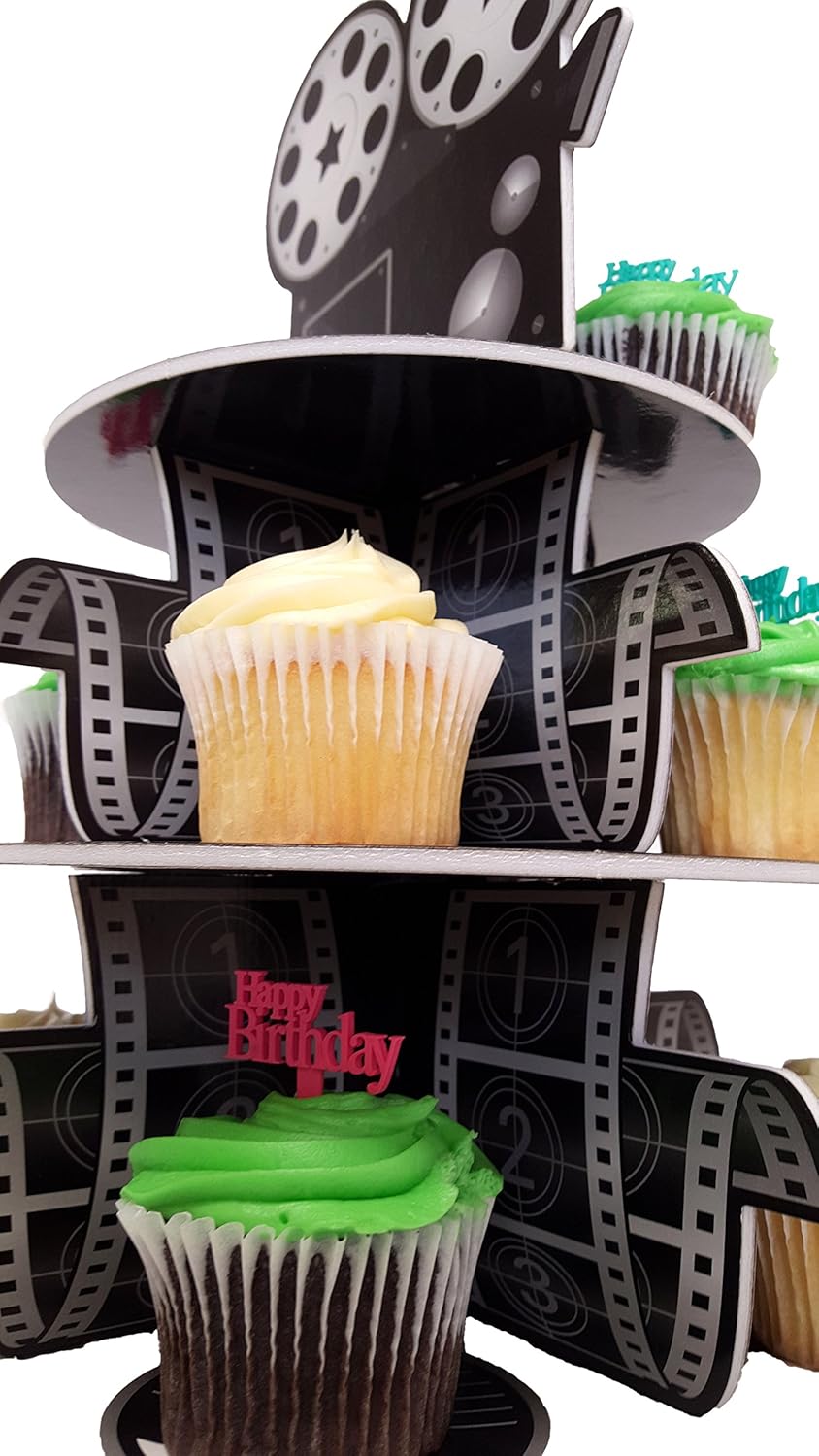 Cupcake Stand for Children's Parties, 3 Tier Movie Night Theme