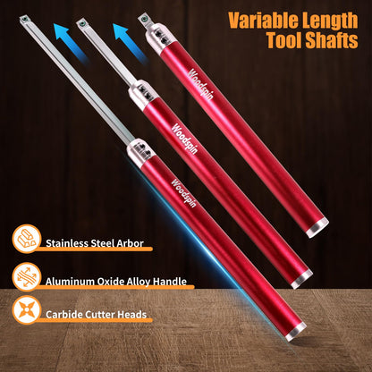 Wood Turning Kits, Carbide Lathe Tools for Wood Lathe, Wood Lathe Tools and Accessories with Indexable Inserts, Wood Turning Tools for Lathe Set, Lathe Tools & Lathe Accessories with Storage Case（Red）