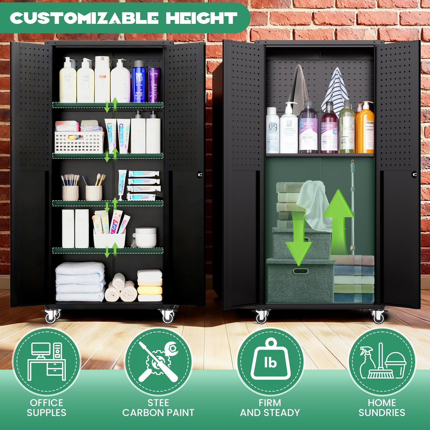 VIYET Garage Cabinet System | Heavy Duty Steel All-in-One Modular Garage Cabinet Set for Ultimate Workshop Organization | Easy Assembly Garage Storage Cabinets & Tool Bench