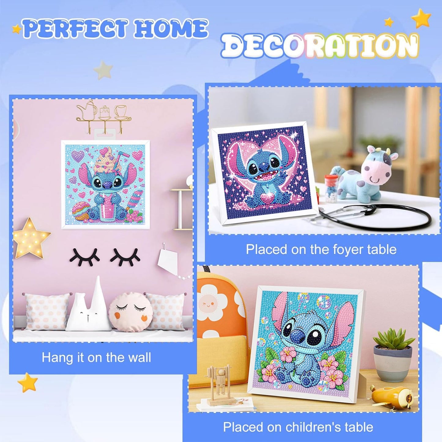 Gearock 6 Pack Diamond Art Painting Kits for Beginners, Easy DIY Cute Heart Big Gem Art Kits for Cartoon Lovers Halloween Christmas Birthday Gifts, 6x6 Inch