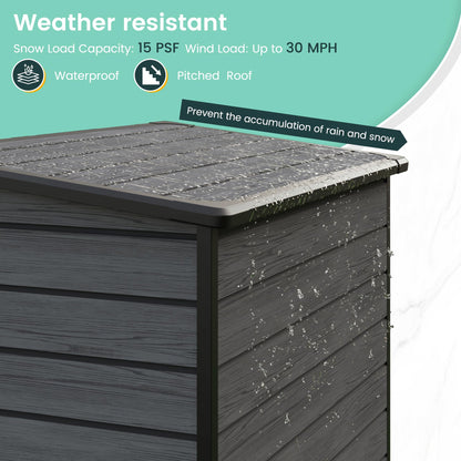 UDPATIO Outdoor Storage Shed 5x3 FT, Plastic Garden Shed for Bike, Garbage Can, Tool, Outside Resin Shed with Lockable Door for Backyard, Patio, Lawn, Dark Grey