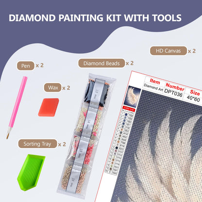 2-Panel Angel Wings Large Diamond Art Kit for Adults, Advanced Big Size Decor Gem Full Round Drill Diamond Painting Dots Art Kits for Shared Crafting & Home Decor 15.7 x 23.6 Inch Each Canvas