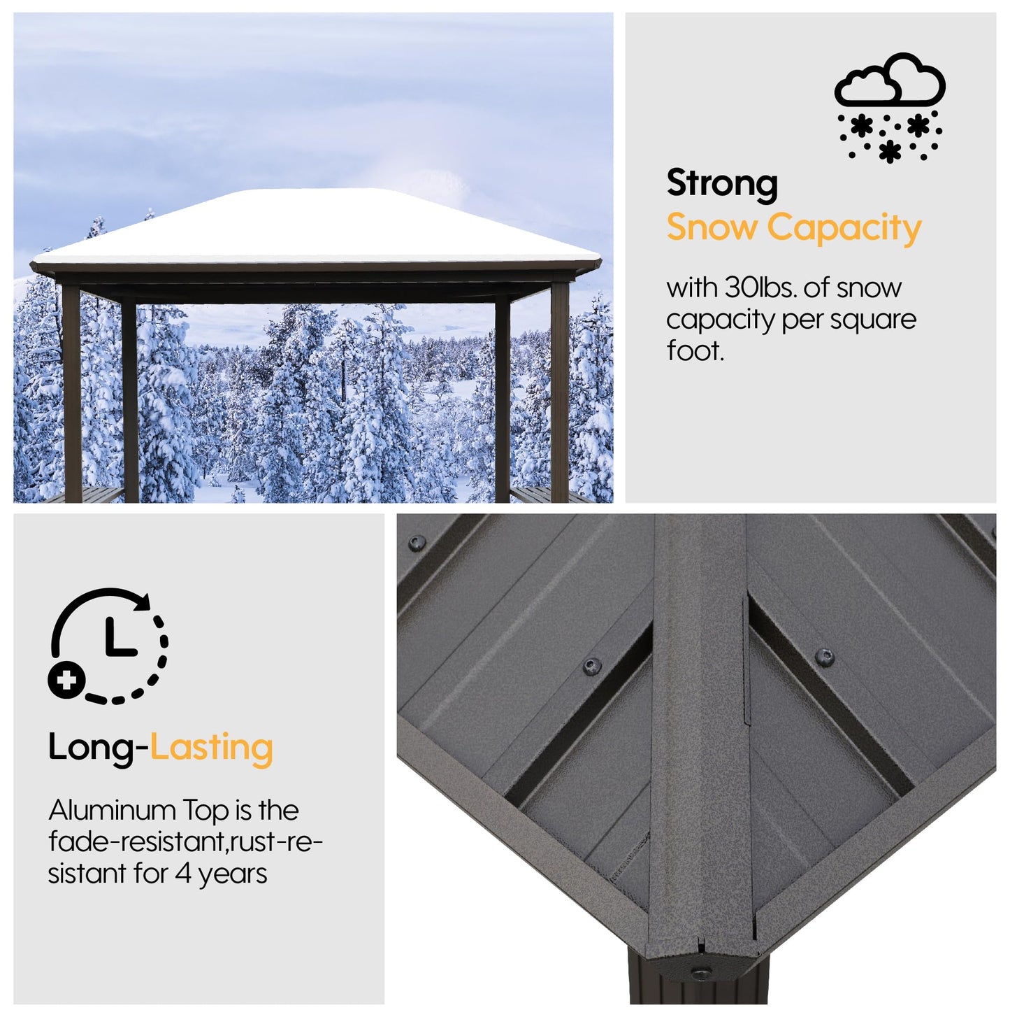 Grill Hardtop Gazebo Outdoor Metal Hard Top Gazebo, Permanent BBQ Gazebo with Galvanized Steel,Aluminum Framed Pavilion with Shelves for Patio Backyard Lawn Garden, Patio, Backyard Single Roof