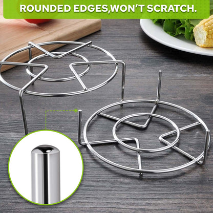 HULISEN Steamer Rack For Pots, 2-4/5" and 2" Tall Trivet for Instant Pot 6 Qt and 8 Qt, 18/8 Stainless Steel Steaming Rack Fit Pressure Cooker (7" Dia - 2Pcs)