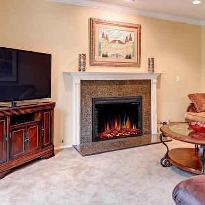 ELECTACTIC 36" Electric Fireplace Insert,Recessed Electric Stove Heater,Touch Screen,Remote Control,750W-1500W with Timer & Colorful Flame Option (36" X 27")