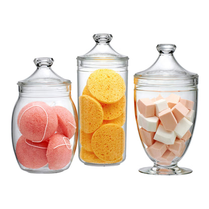 Amazing Abby - Adore - Plastic Apothecary Jars (3-Piece Set, 52/46/46 oz) (NOT Glass), Acrylic Jars with Lids, Bathroom Canisters, Candy Buffet, Wedding Display, BPA-Free and Shatter-Proof