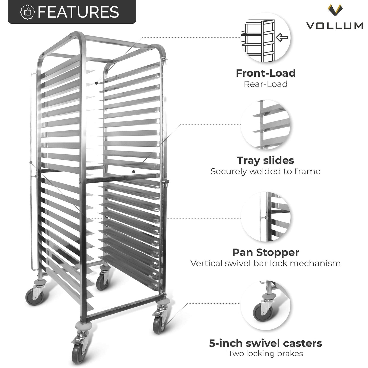 Front-Load Knock Down Bakery Rack All Stainless Steel, for Full Size Sheet Pans (1, For 20 trays)