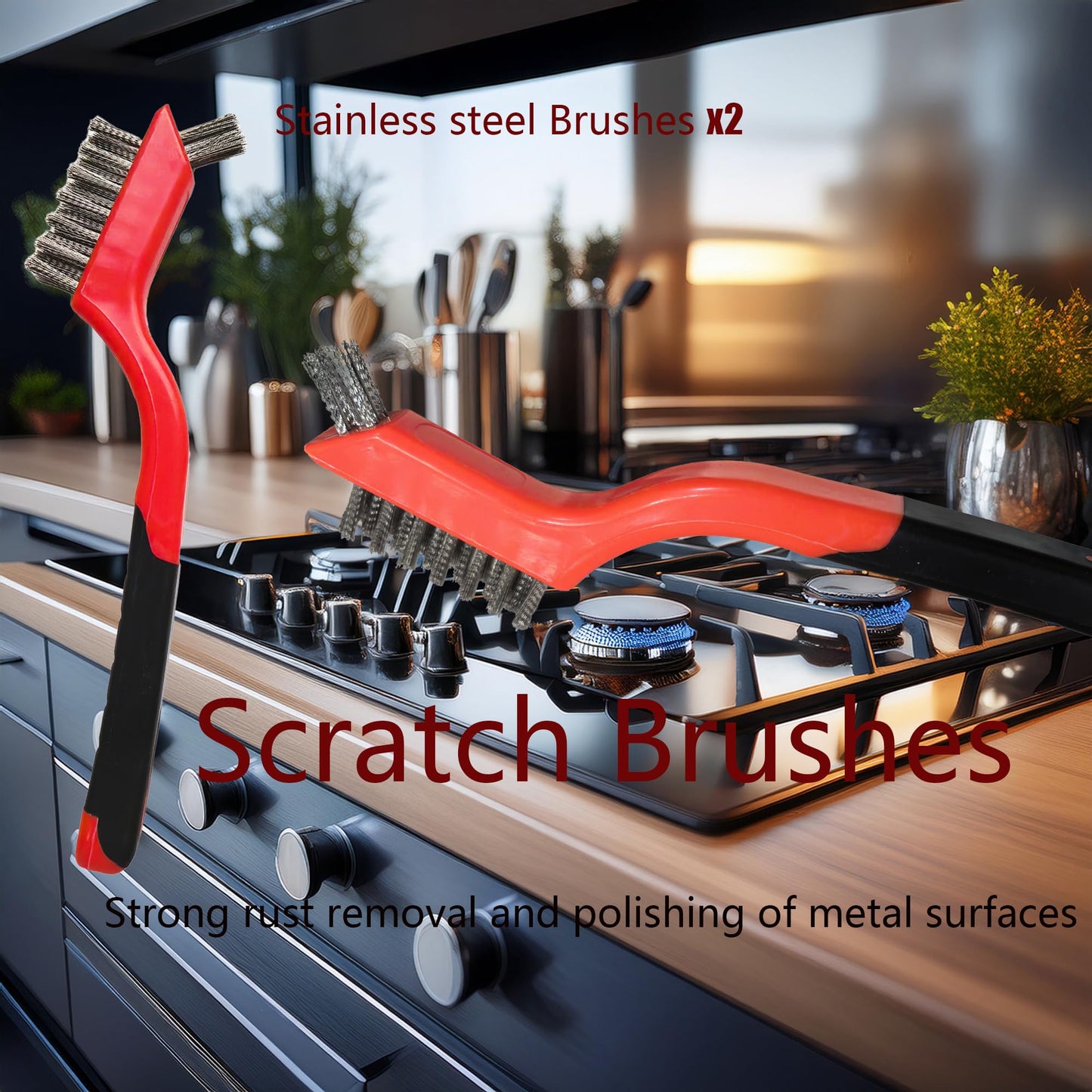 Small Wire Brushes Set for Cleaning Rust Removal in Holes, 6pcs Brass/Stainless Steel/Nylon Brushes